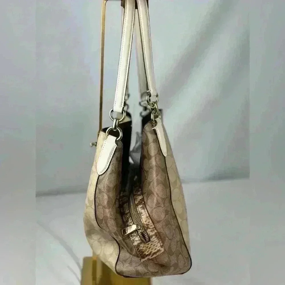 Coach Hallie Shoulder Bag In Signature Canvas - Picture 12 of 13